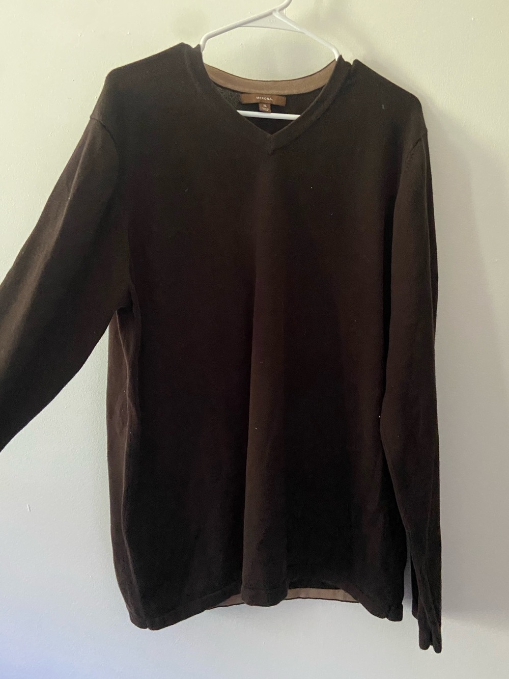 Merona Sweater Unisex Small Black Vneck Long Sleeve Pullover 100% Cotton - Picture 3 of 6